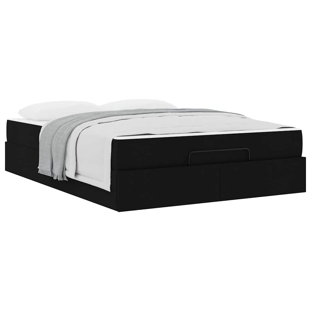 Sengestel med opbevaring Blcak 160 x 200 cm Stof