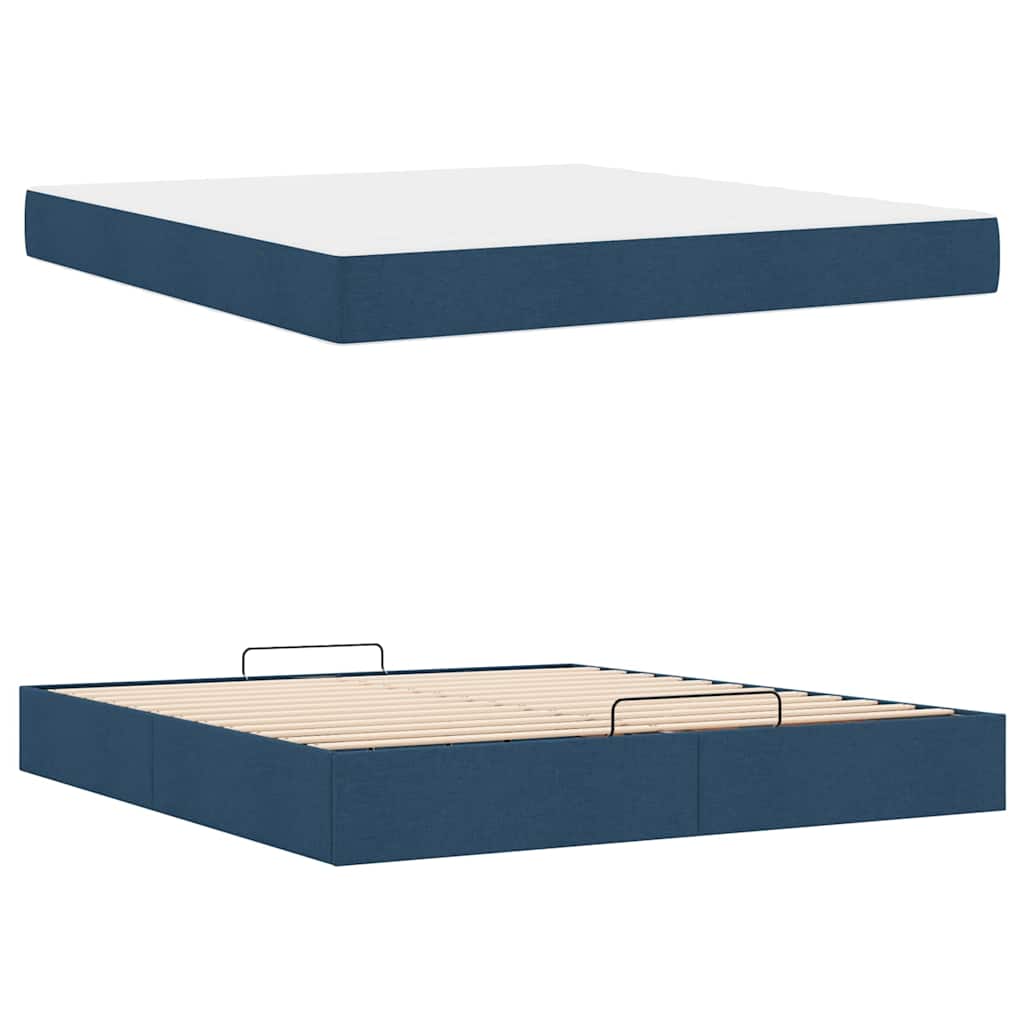 Sengestel med opbevaring Blå 180 x 200 cm Stof