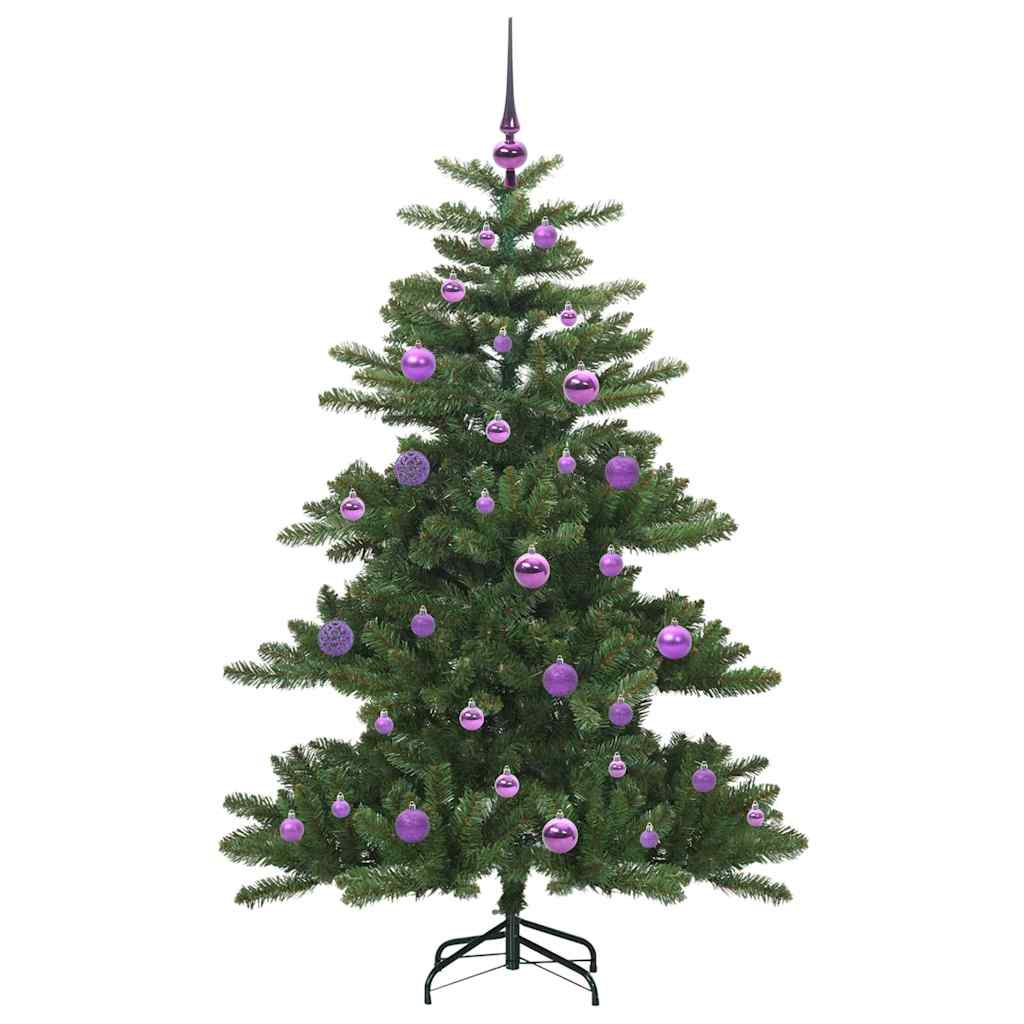 Kunstigt Hinged Juletræ med 150 LED'er Grøn 150 cm PVC