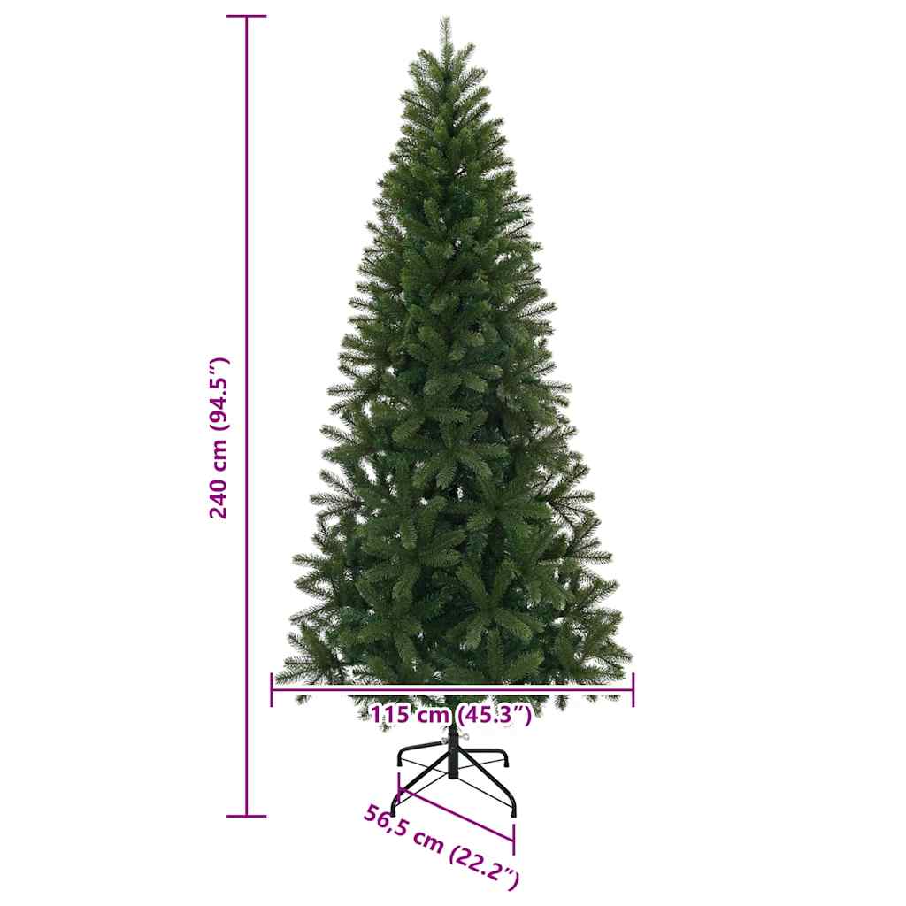 Kunstigt juletræ med stativ Grøn 240 cm PVC, PE og stål
