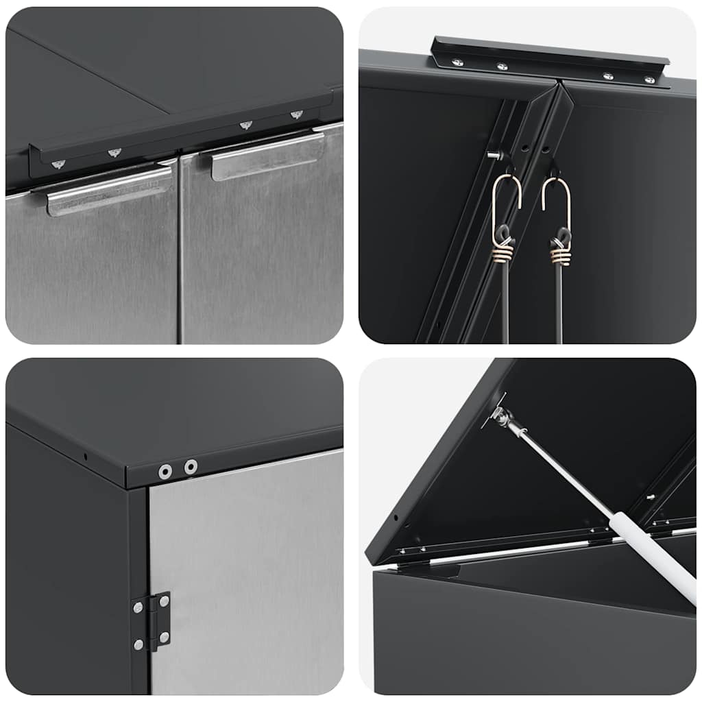 Affaldsspand opbevaring med gasløftlåg til 240L spand Antracit