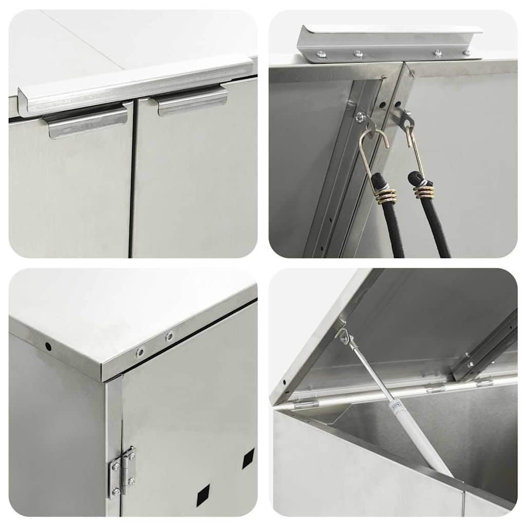 Affaldsspand opbevaring med gasløftlåg til 240L spand Sølv