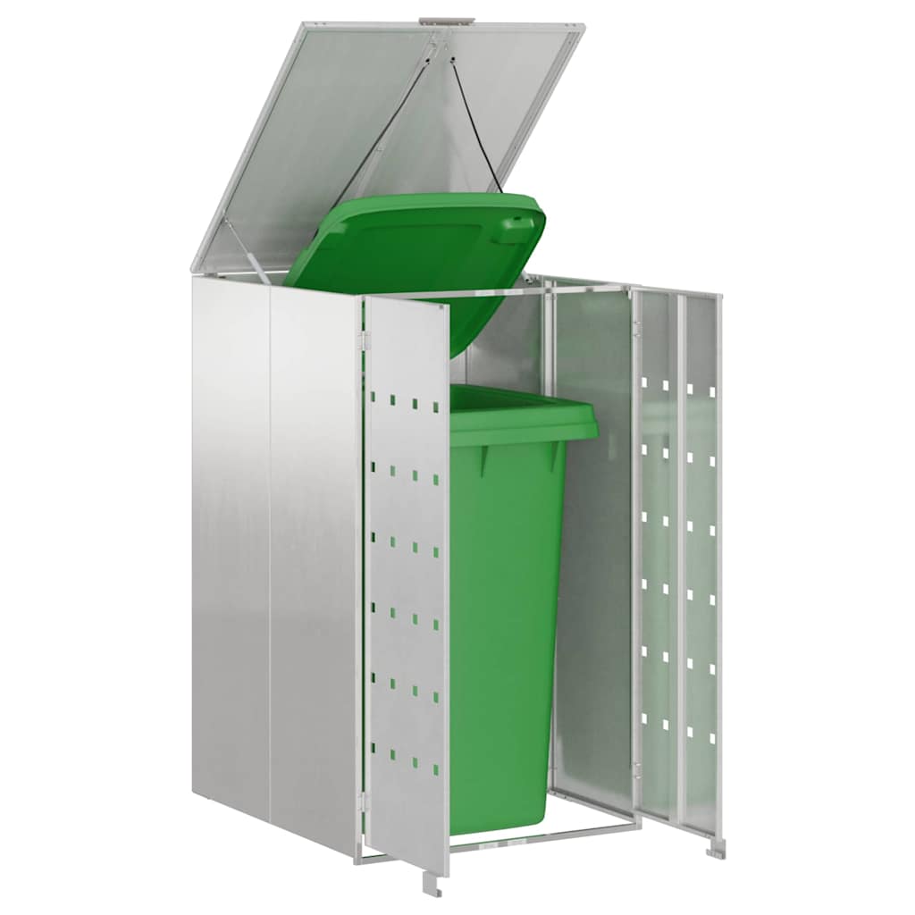 Affaldsspand opbevaring med gasløftlåg til 240L spand Sølv