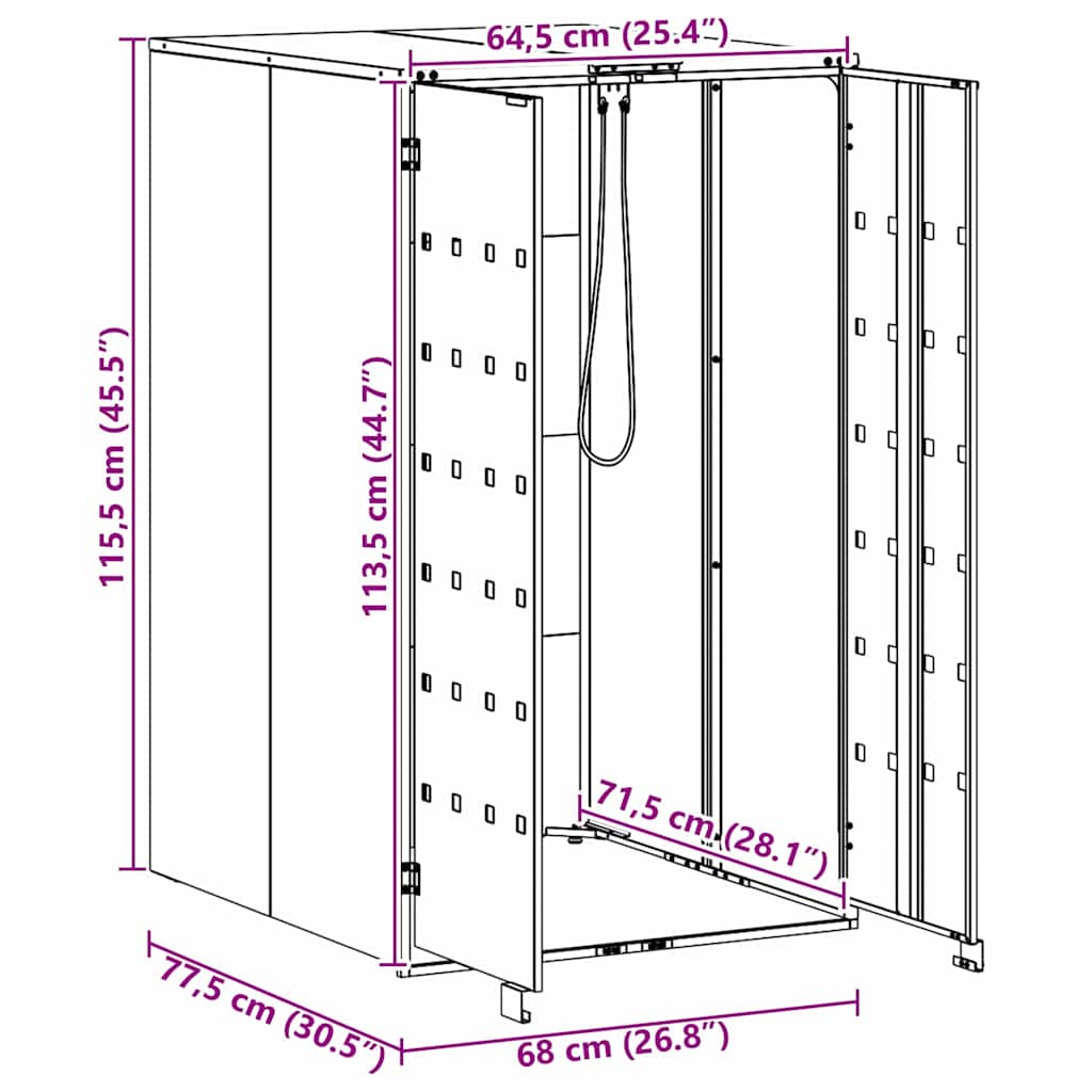 Affaldsspand opbevaring med gasløftlåg til 240L spand Sølv