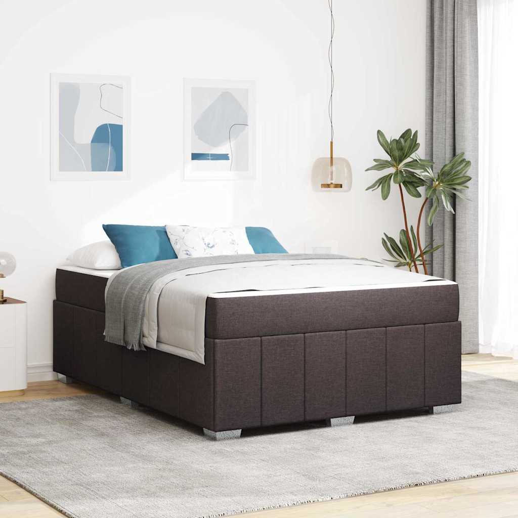 Sengestel med madras Mørkebrun 140 x 200 cm Stof