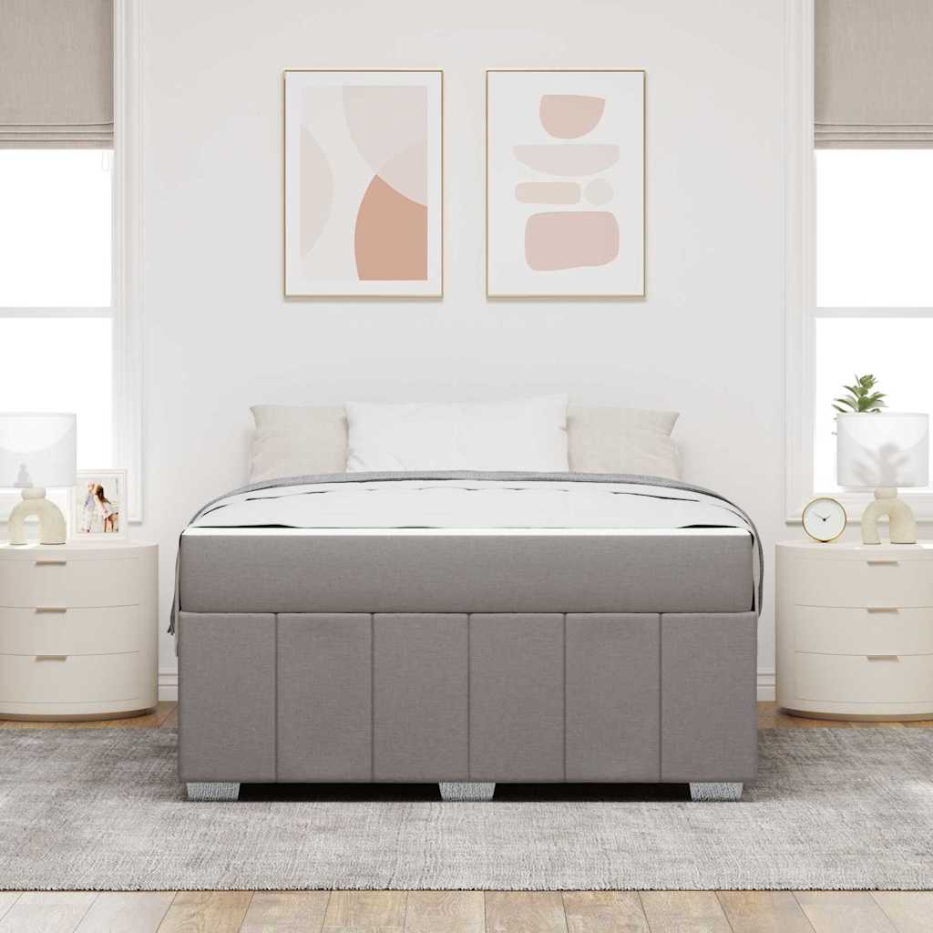 Sengestel med madras Gråbrun 140 x 200 cm Stof
