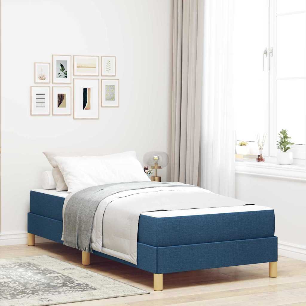 Box spring seng Blå og Brun 90 x 190 cm Stof og konstrueret træ