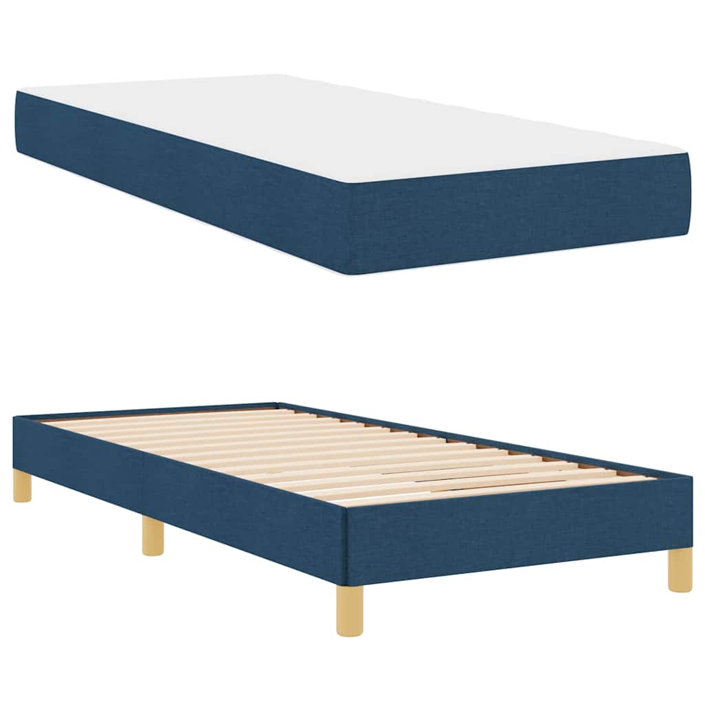 Box spring seng Blå og Brun 90 x 190 cm Stof og konstrueret træ