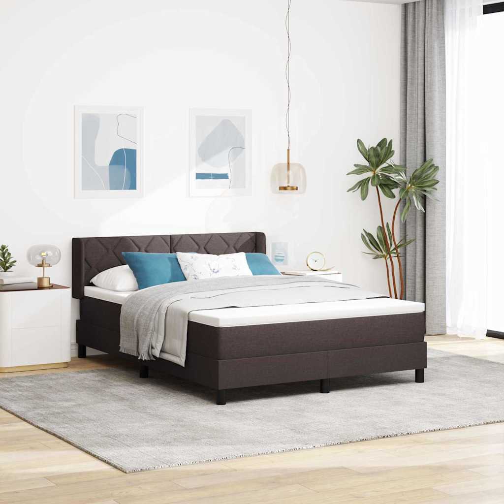 Boxmadras med topmadras med madras Mørk Brun 140 x 200 cm