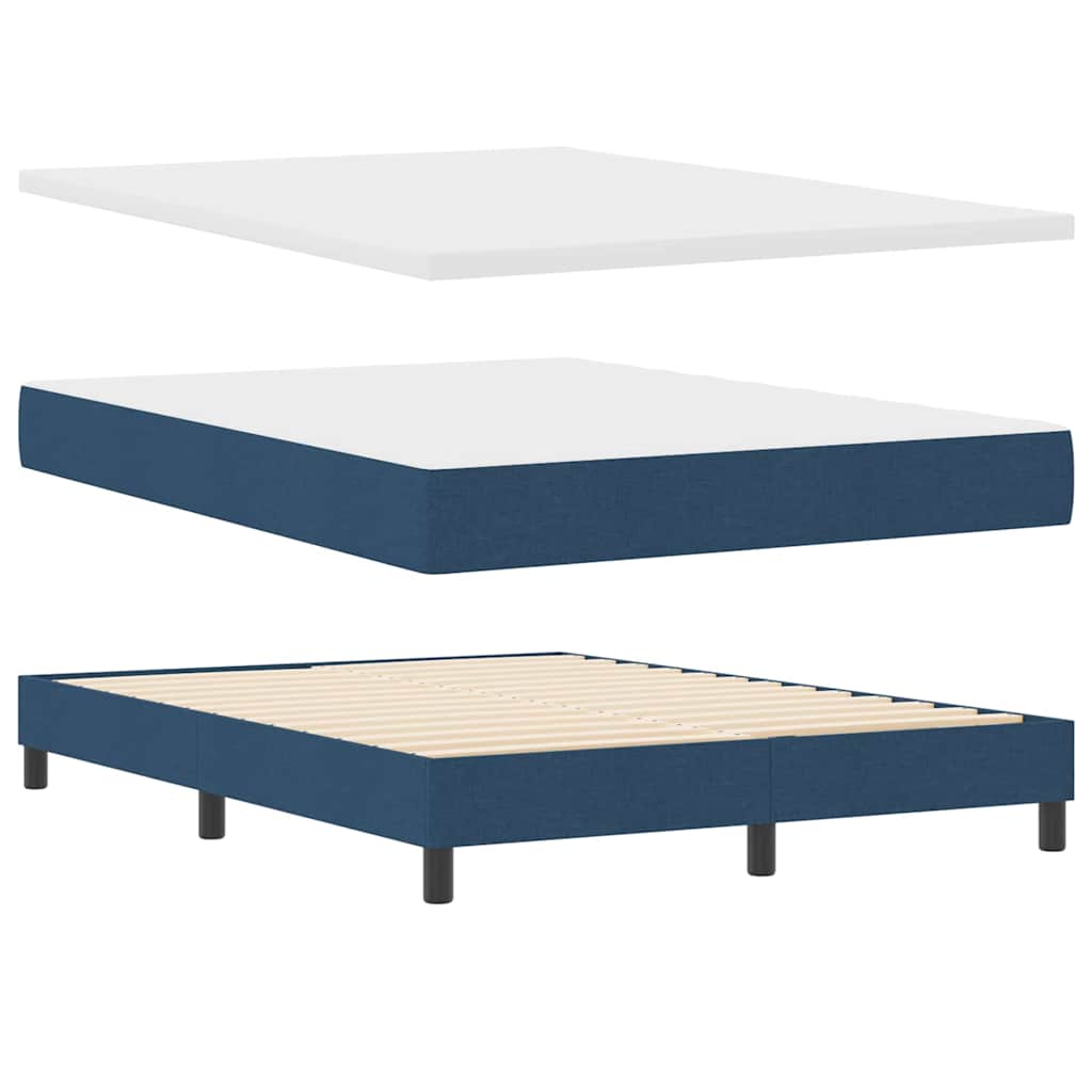 Boxmadras med topmadras Blå 160 x 200 cm Stof og Ingeniørtræ