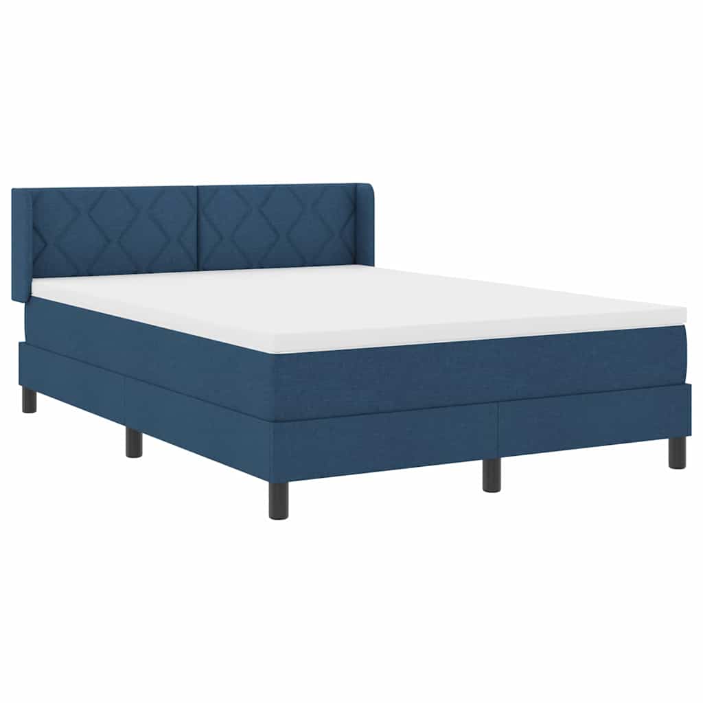 Boxmadras med topmadras Blå 160 x 200 cm Stof og Ingeniørtræ