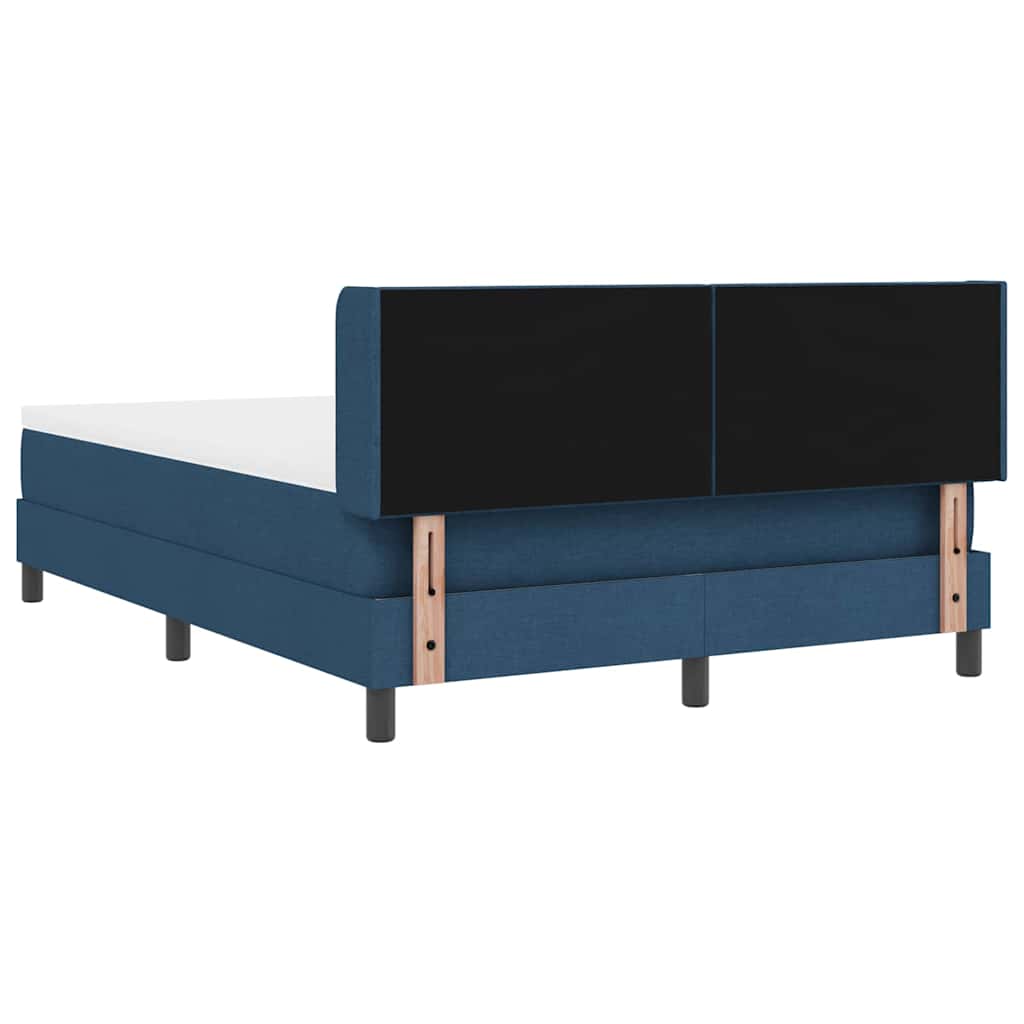 Boxmadras med topmadras Blå 160 x 200 cm Stof og Ingeniørtræ