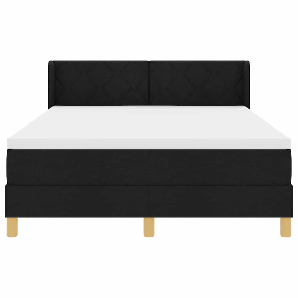 Box spring seng Sort og Hvid og Sort 140 x 200 cm Stof