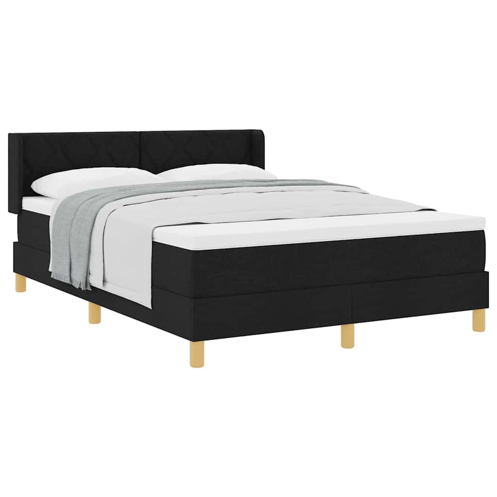 Box spring seng Sort og Hvid og Sort 140 x 200 cm Stof