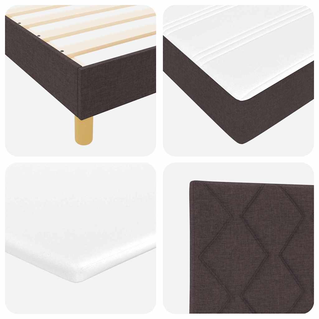 Box spring seng med madras Mørkebrun og Hvid 140 x 200 cm Stof