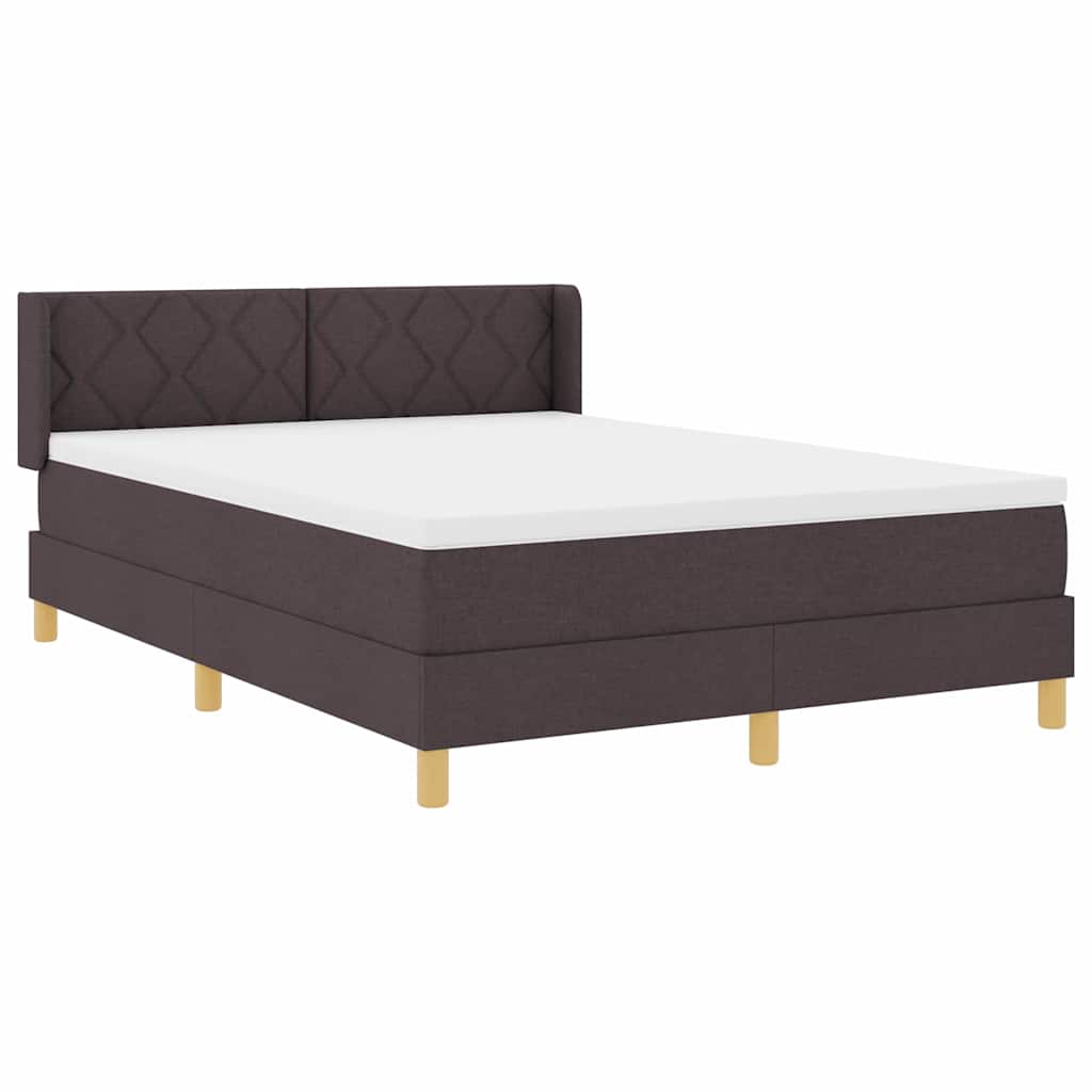 Box spring seng med madras Mørkebrun og Hvid 140 x 200 cm Stof