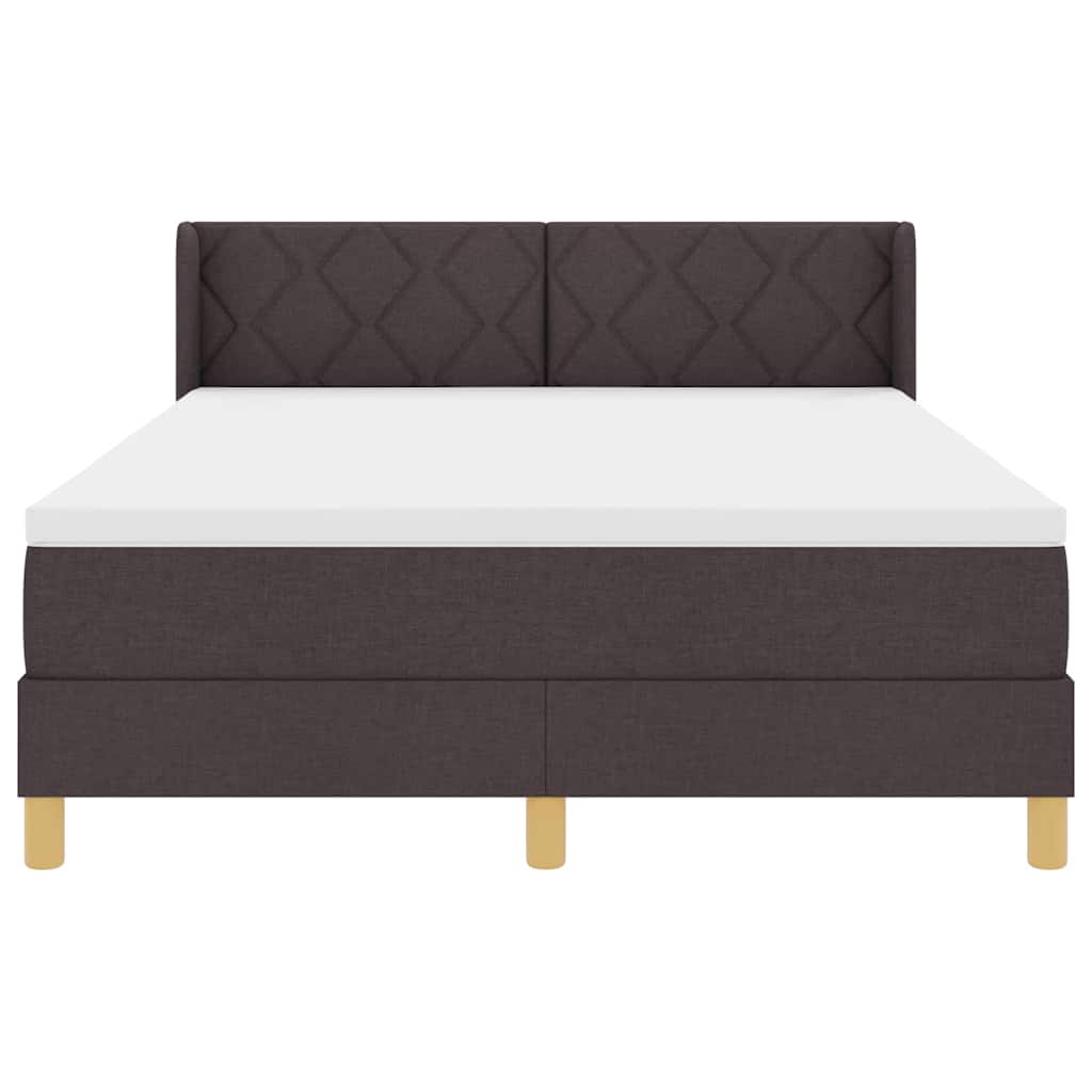 Box spring seng med madras Mørkebrun og Hvid 140 x 200 cm Stof