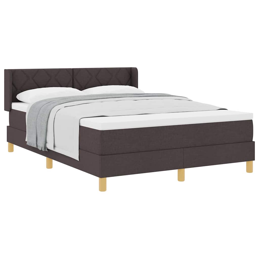 Box spring seng med madras Mørkebrun og Hvid 140 x 200 cm Stof
