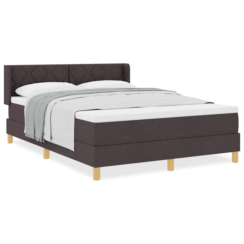 Box spring seng med madras Mørkebrun og Hvid 140 x 200 cm Stof