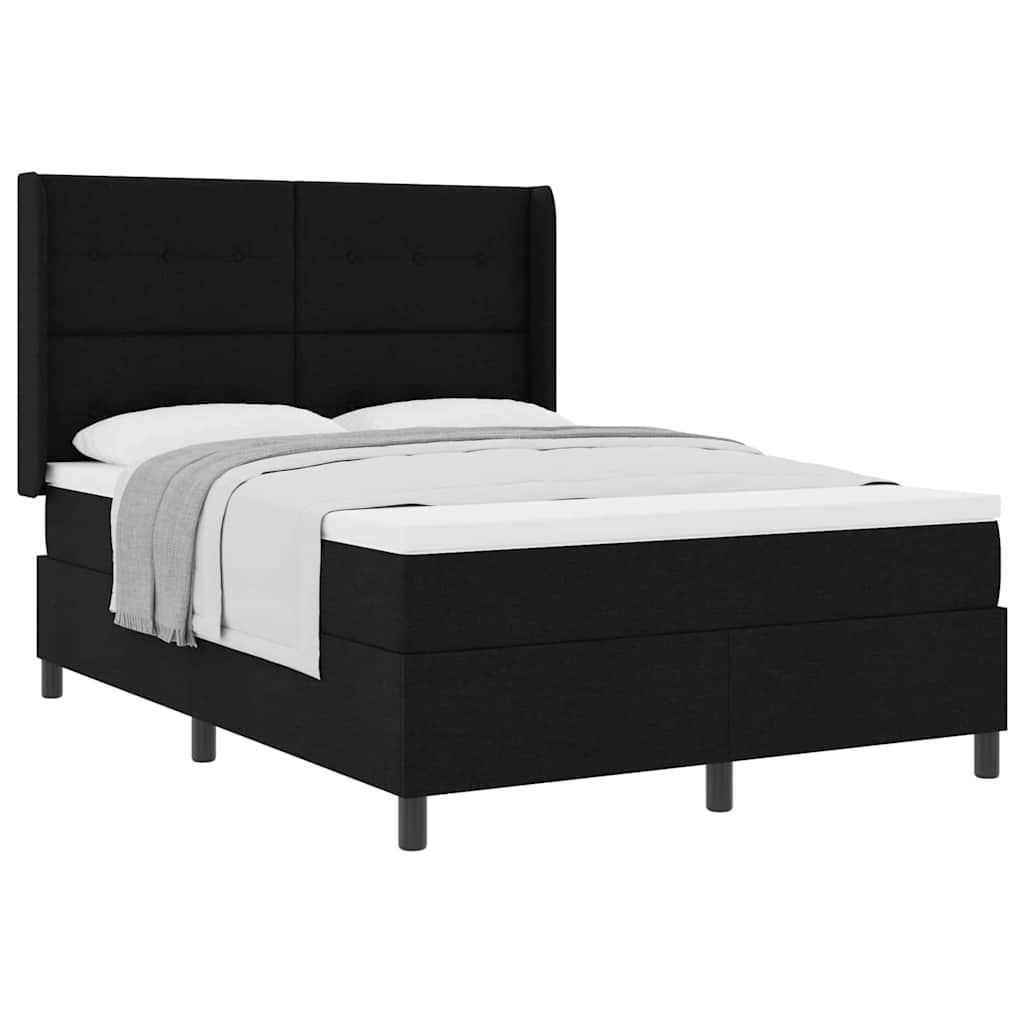 Box spring seng med madras Sort 140 x 200 cm Stof
