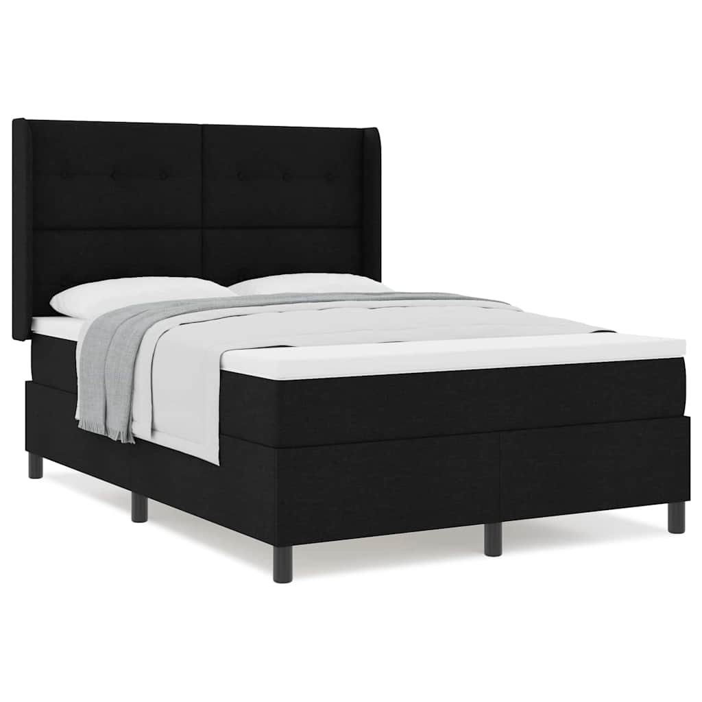 Box spring seng med madras Sort 140 x 200 cm Stof