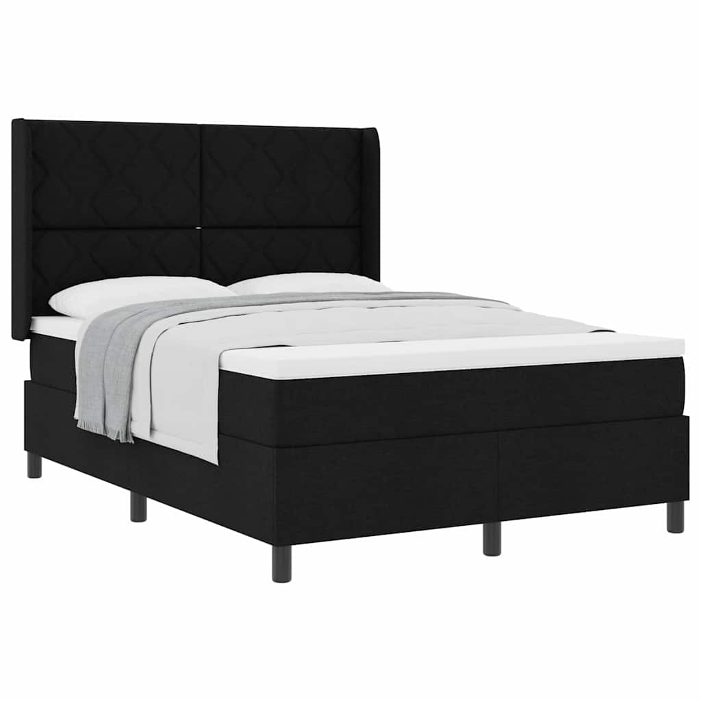 Box spring seng med madras Sort 140 x 200 cm Stof