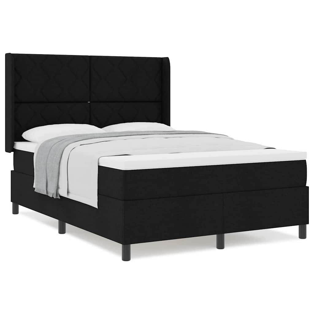 Box spring seng med madras Sort 140 x 200 cm Stof