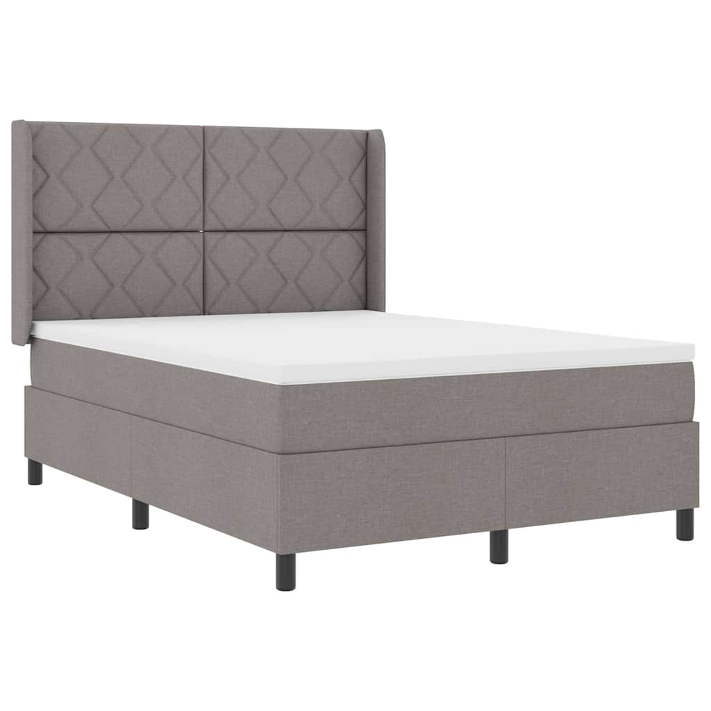 Box spring seng med madras Gråbrun 140 x 200 cm Stof