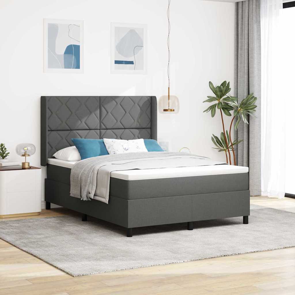 Box spring seng med madras Mørkegrå 160 x 200 cm Stof
