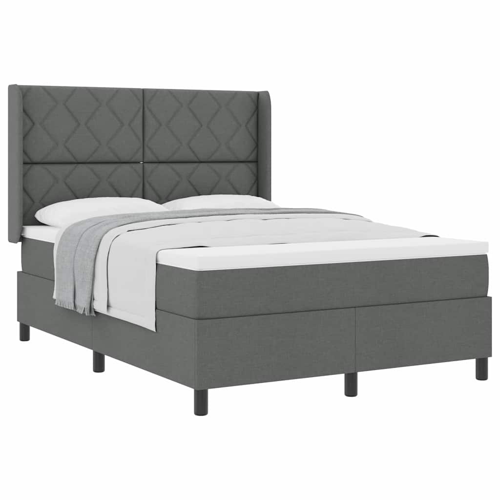 Box spring seng med madras Mørkegrå 160 x 200 cm Stof