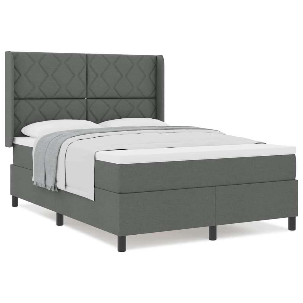Box spring seng med madras Mørkegrå 160 x 200 cm Stof
