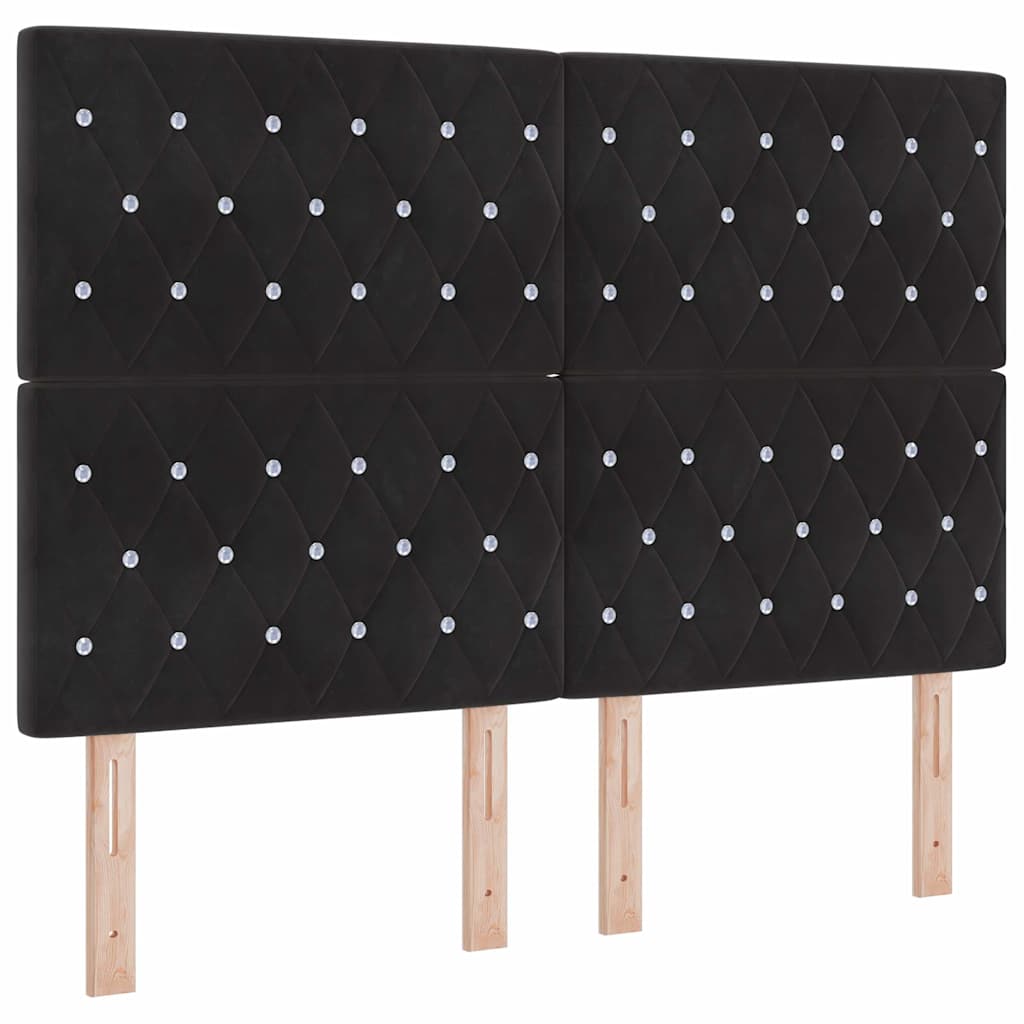 Box spring seng med hovedgærde Sort 160 x 200 cm Fløjl