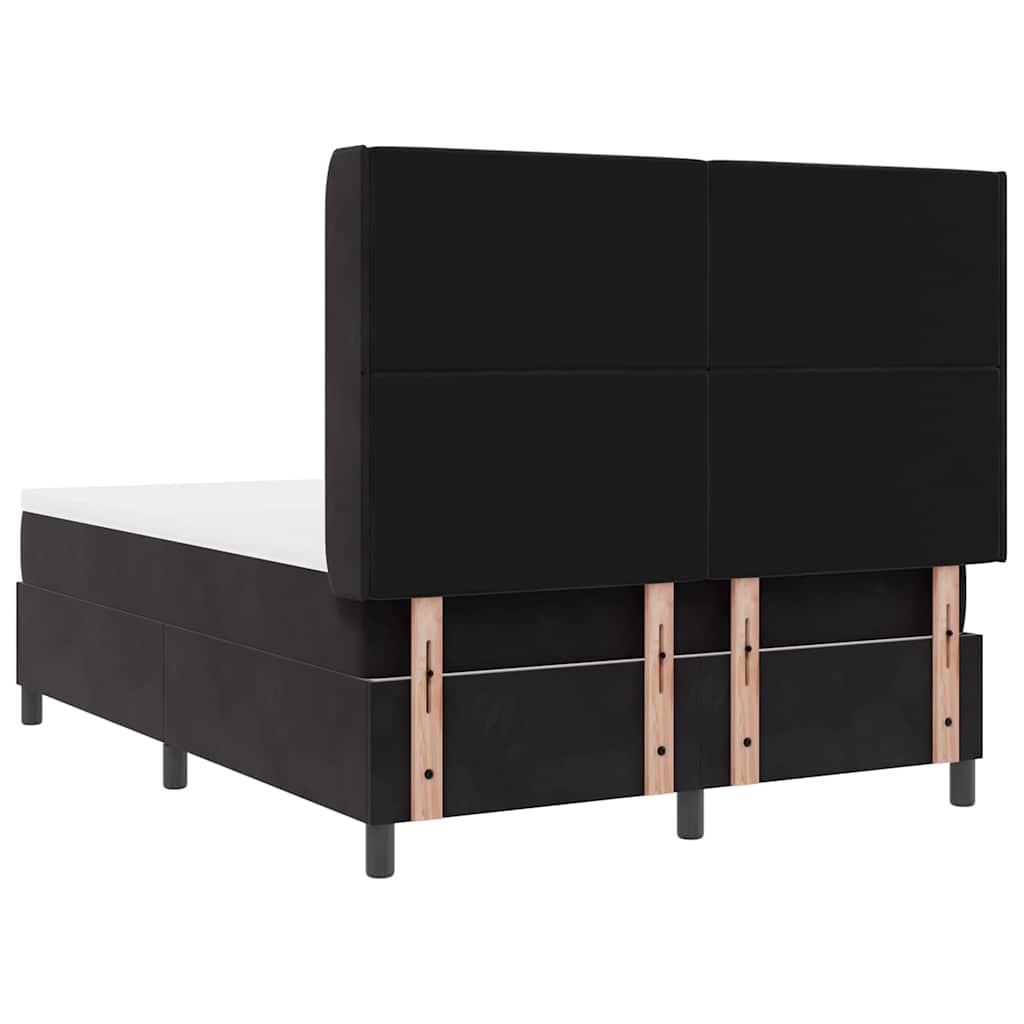 Box spring seng med hovedgærde Sort 160 x 200 cm Fløjl