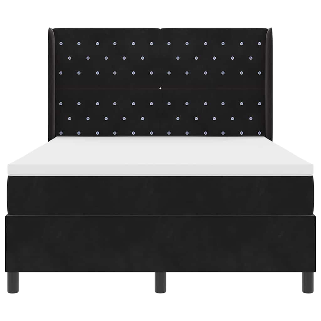 Box spring seng med hovedgærde Sort 160 x 200 cm Fløjl