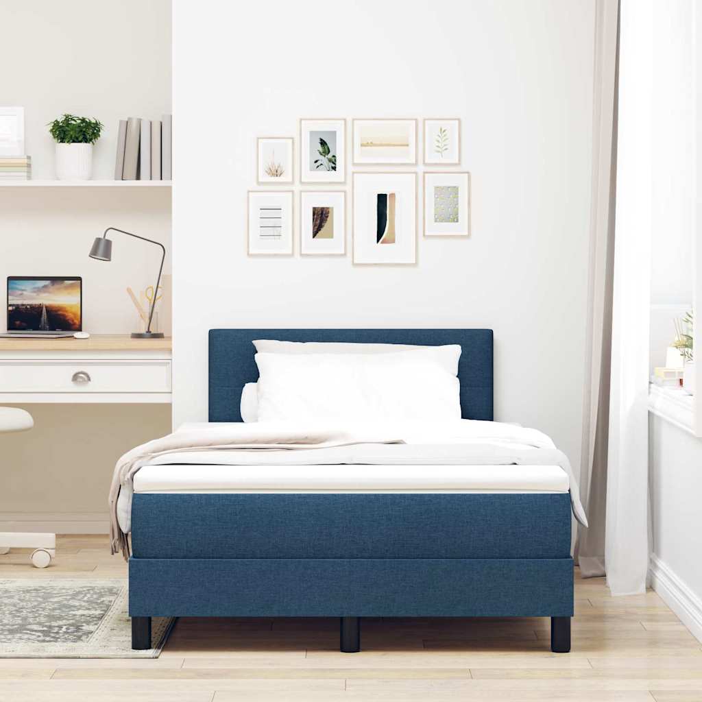 Box spring seng med madras med hovedgærde Blå 120 x 190 cm Stof
