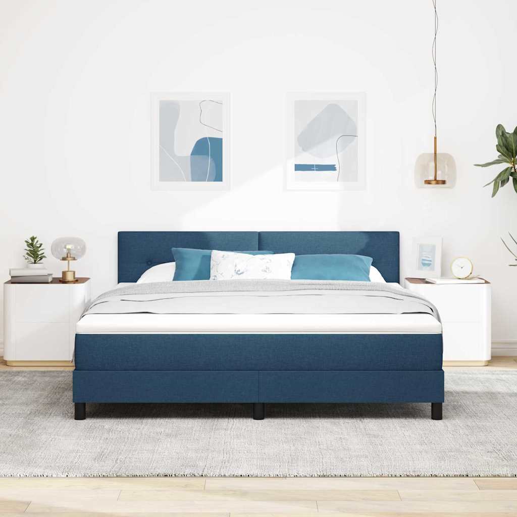 Box spring seng med madras med hovedgærde Blå 180 x 200 cm Stof
