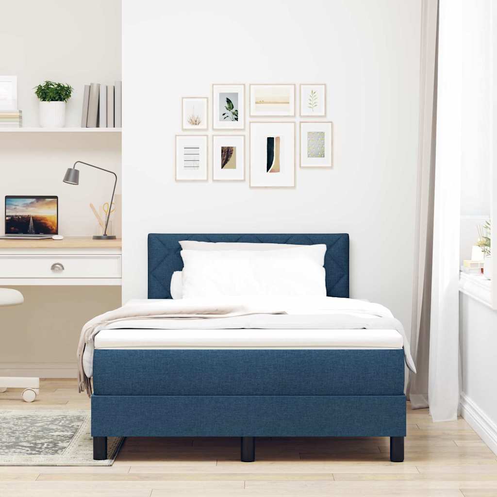 Box spring seng med madras med hovedgærde Blå 120 x 190 cm Stof