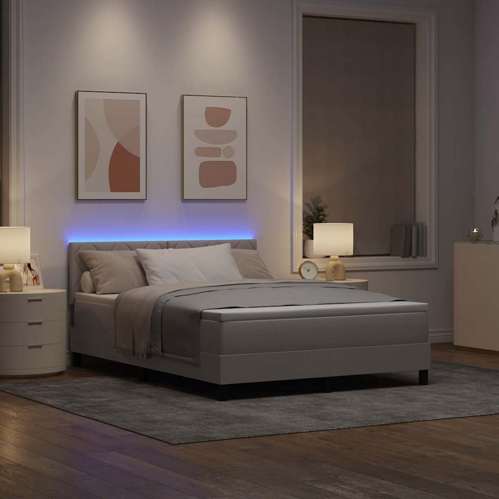 Box spring seng med madras Gråbrun 140 x 200 cm Stof