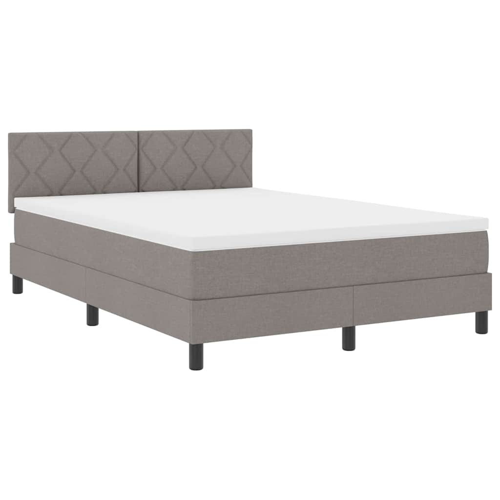 Box spring seng med madras Gråbrun 140 x 200 cm Stof