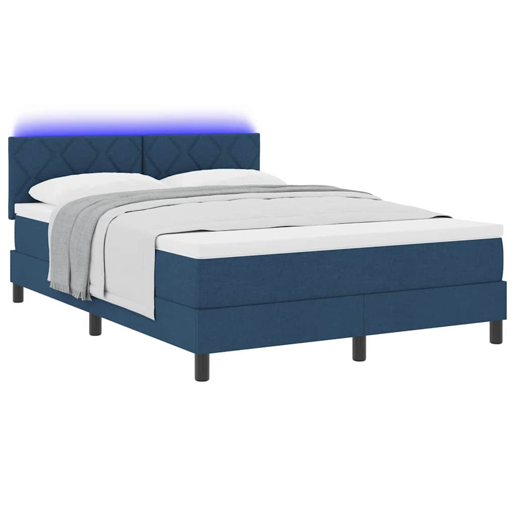 Box spring seng med madras med hovedgærde Blå 160 x 200 cm Stof