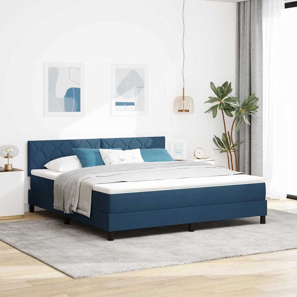 Box spring seng med madras med hovedgærde Blå 180 x 200 cm Stof