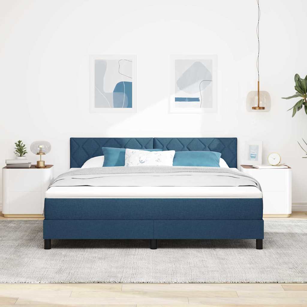 Box spring seng med madras med hovedgærde Blå 180 x 200 cm Stof