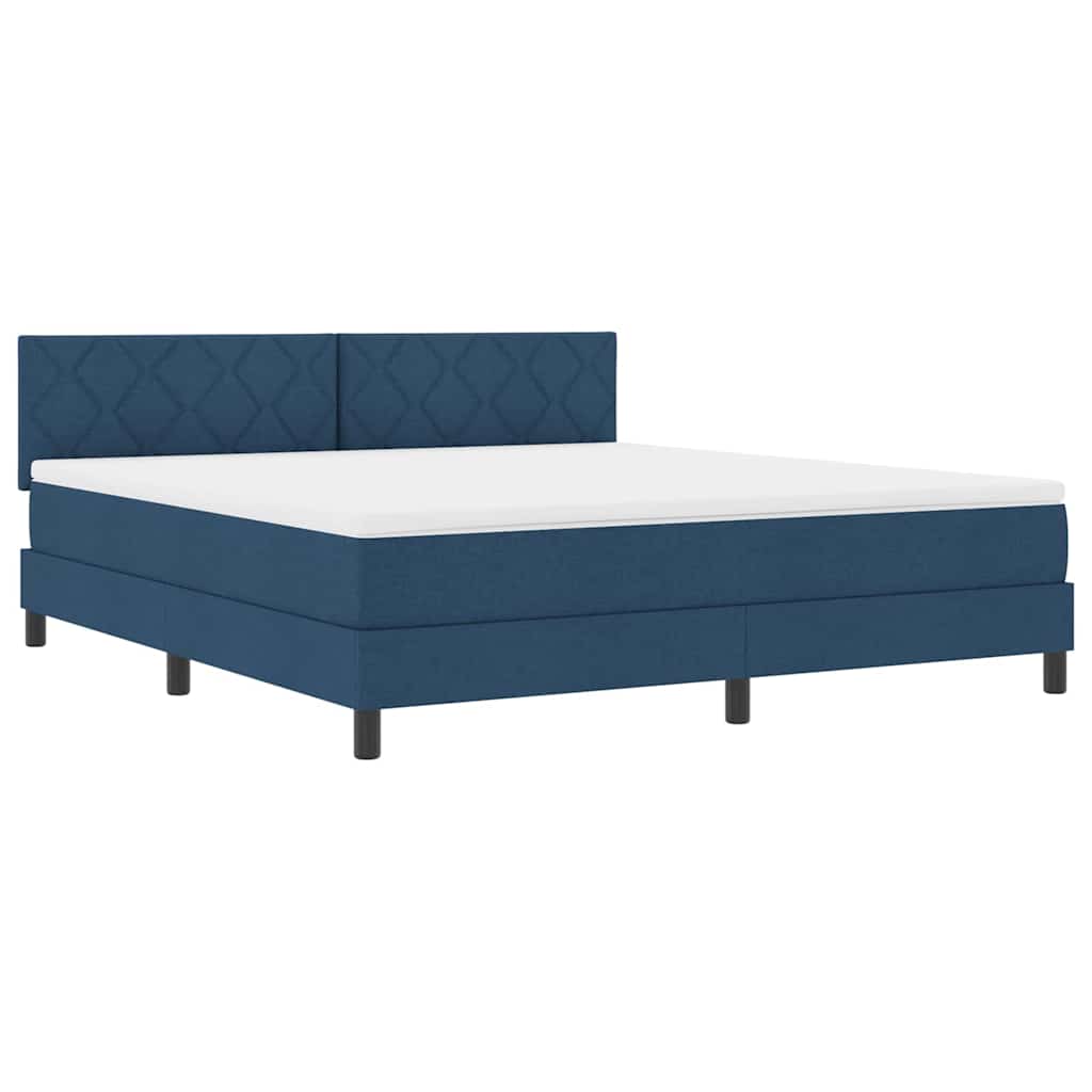 Box spring seng med madras med hovedgærde Blå 180 x 200 cm Stof