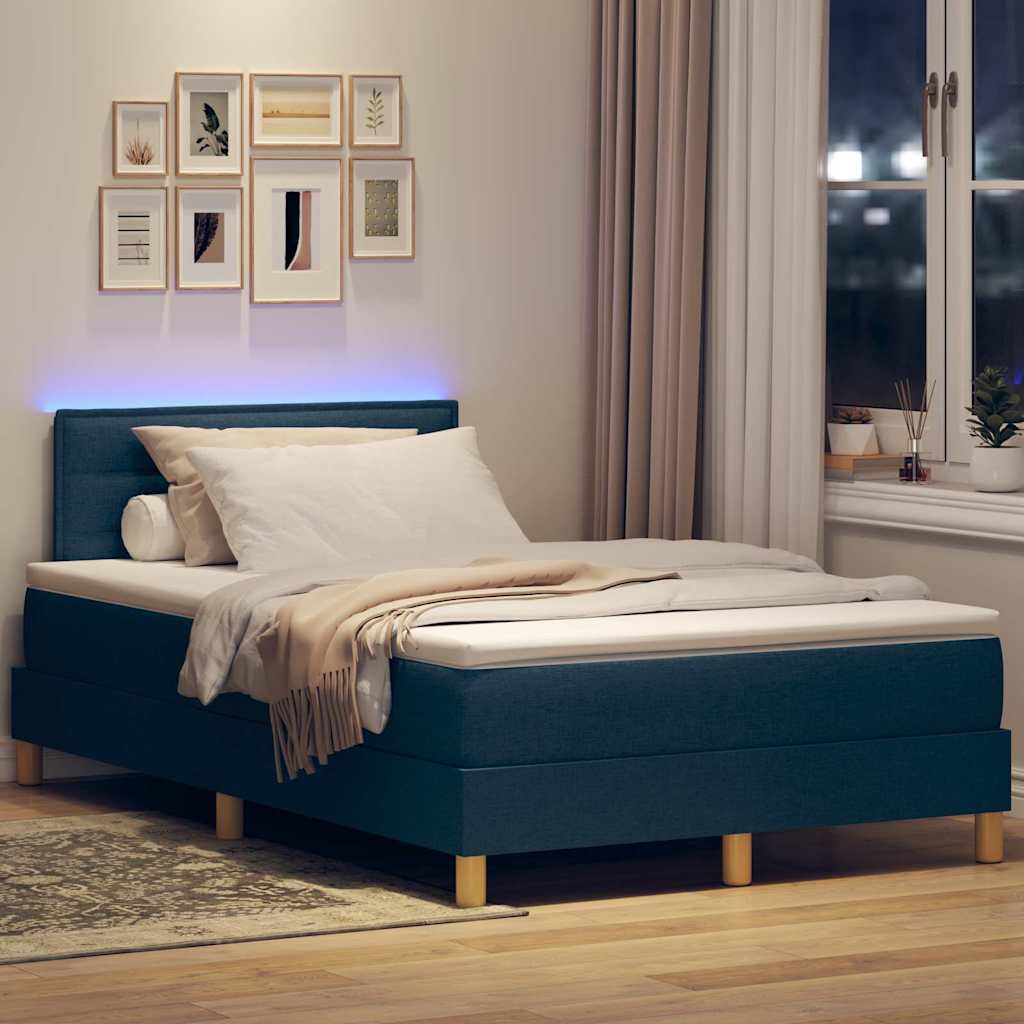 Box spring seng med madras med hovedgærde Blå 120 x 190 cm Stof