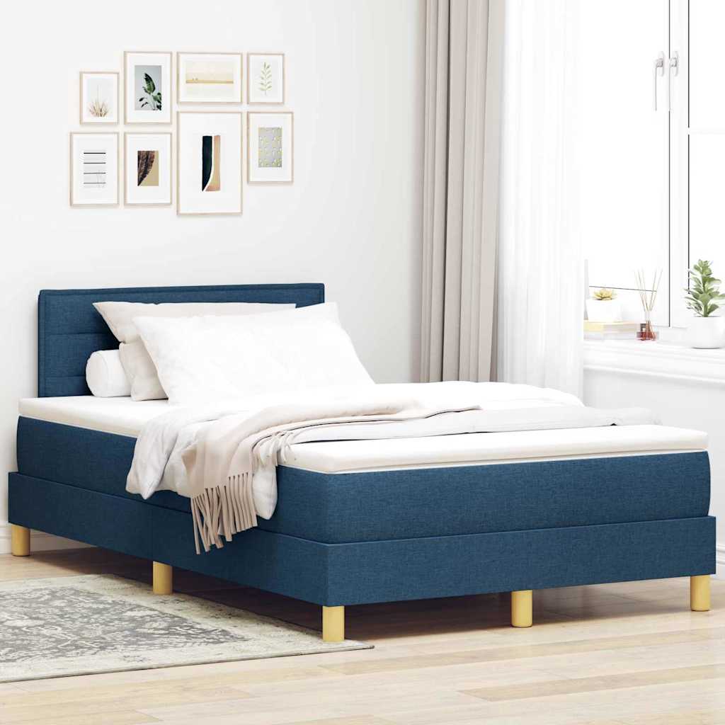 Box spring seng med madras med hovedgærde Blå 120 x 190 cm Stof