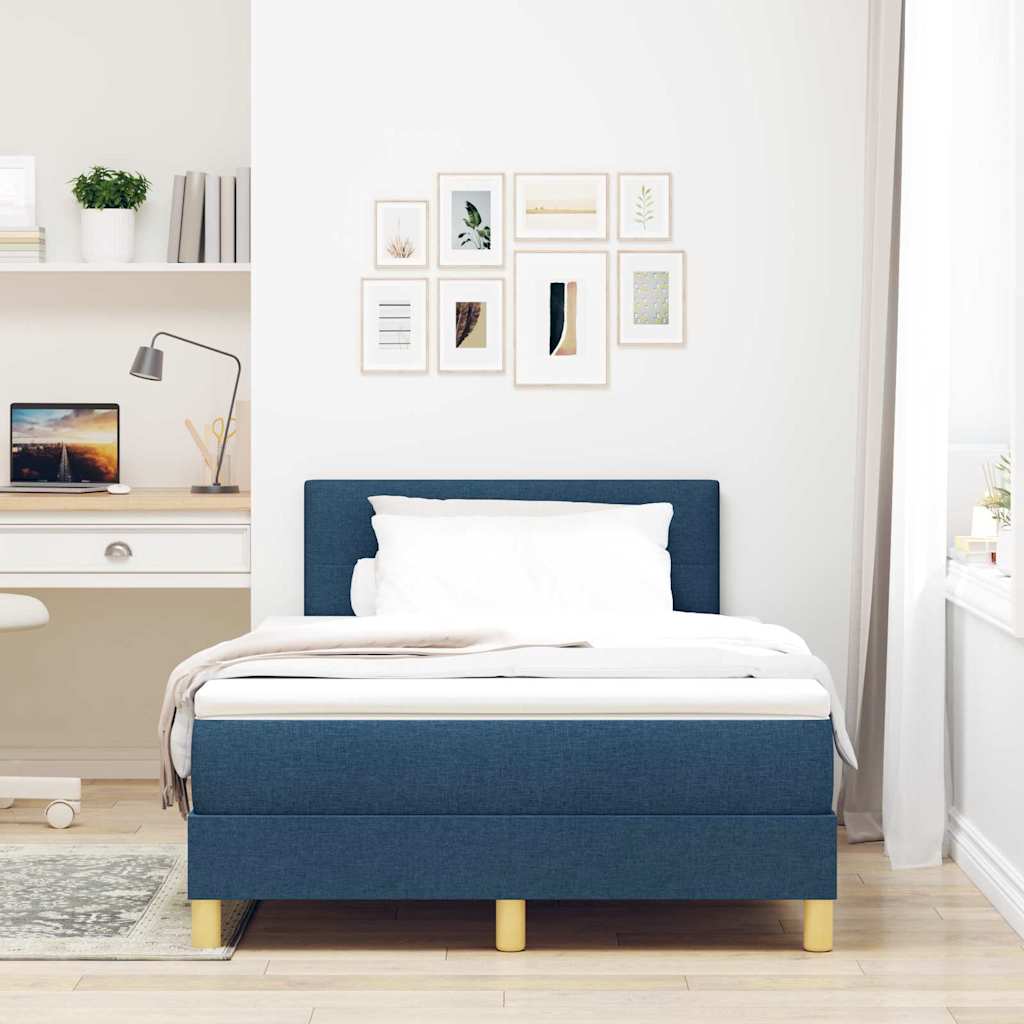 Box spring seng med madras med hovedgærde Blå 120 x 190 cm Stof