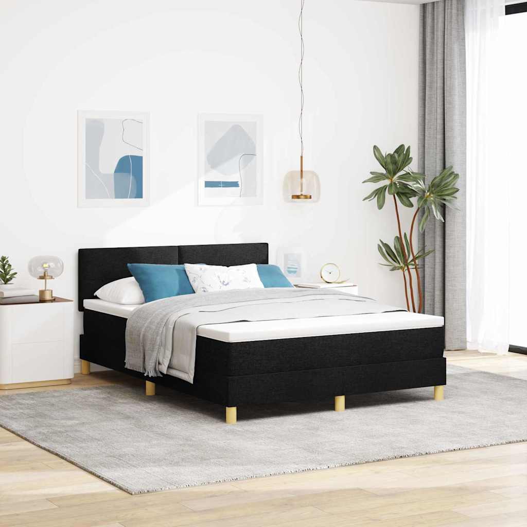 Box spring seng med madras Sort 160 x 200 cm Stof