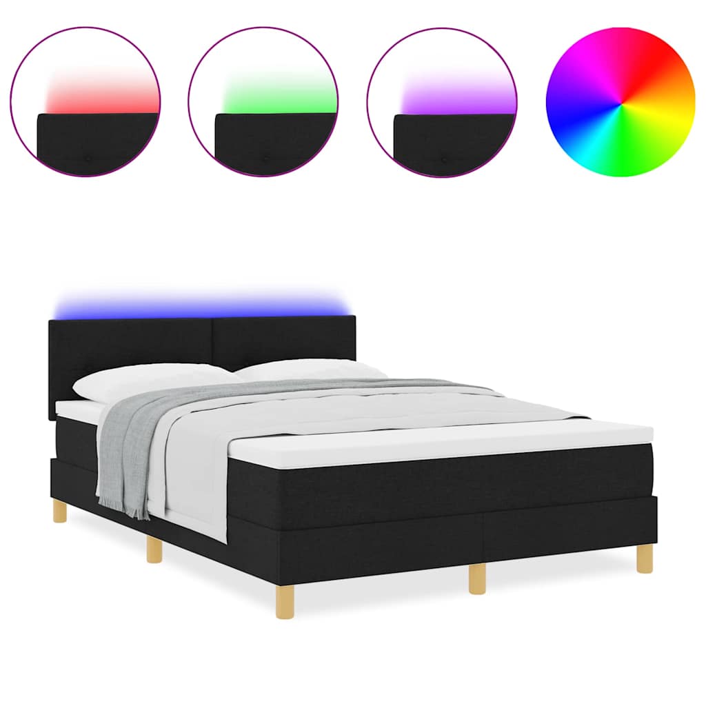 Box spring seng med madras Sort 160 x 200 cm Stof