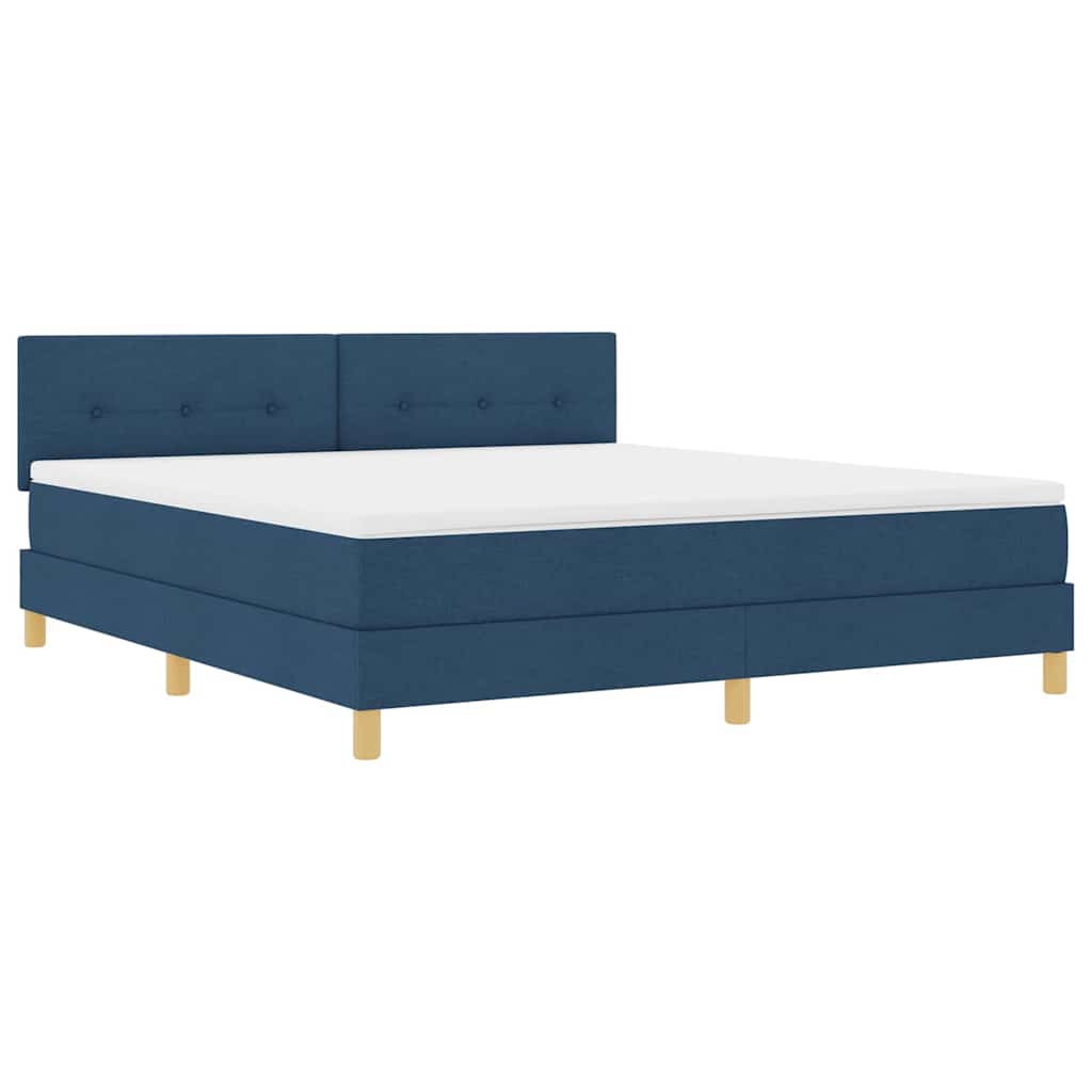 Box spring seng med madras med hovedgærde Blå 180 x 200 cm Stof
