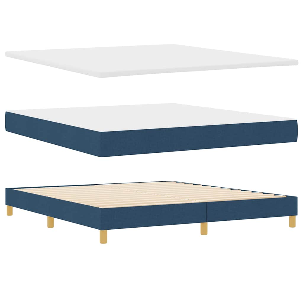 Box spring seng med madras med hovedgærde Blå 180 x 200 cm Stof